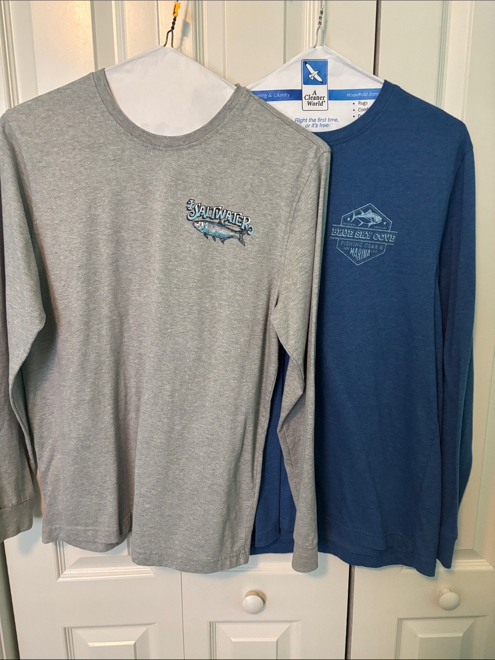 Izod Saltwater Blue Sky Cove, Gray Saltwater Men's Long Sleeve T-shirts Size M